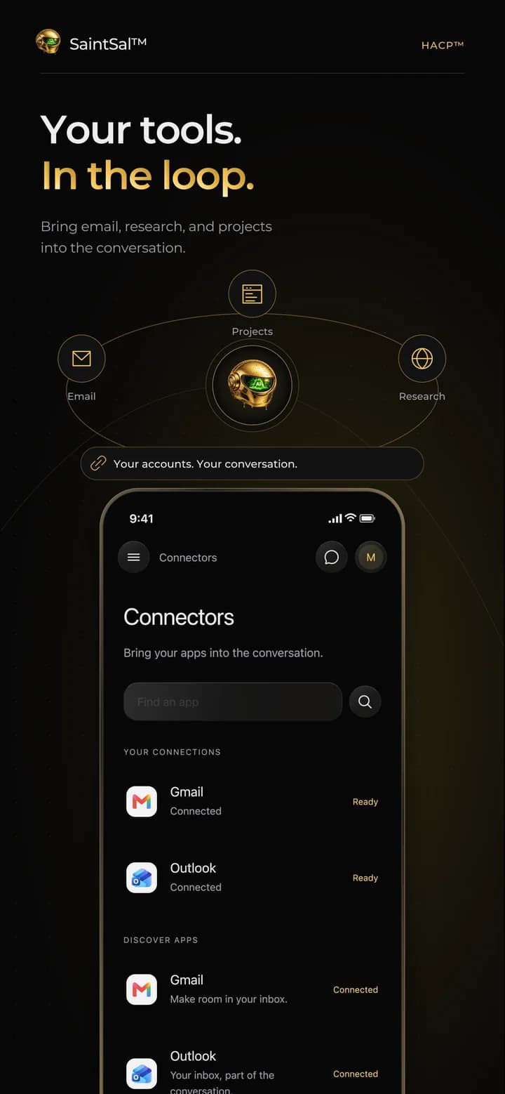 SaintSal on iPhone: Your tools. In the loop.